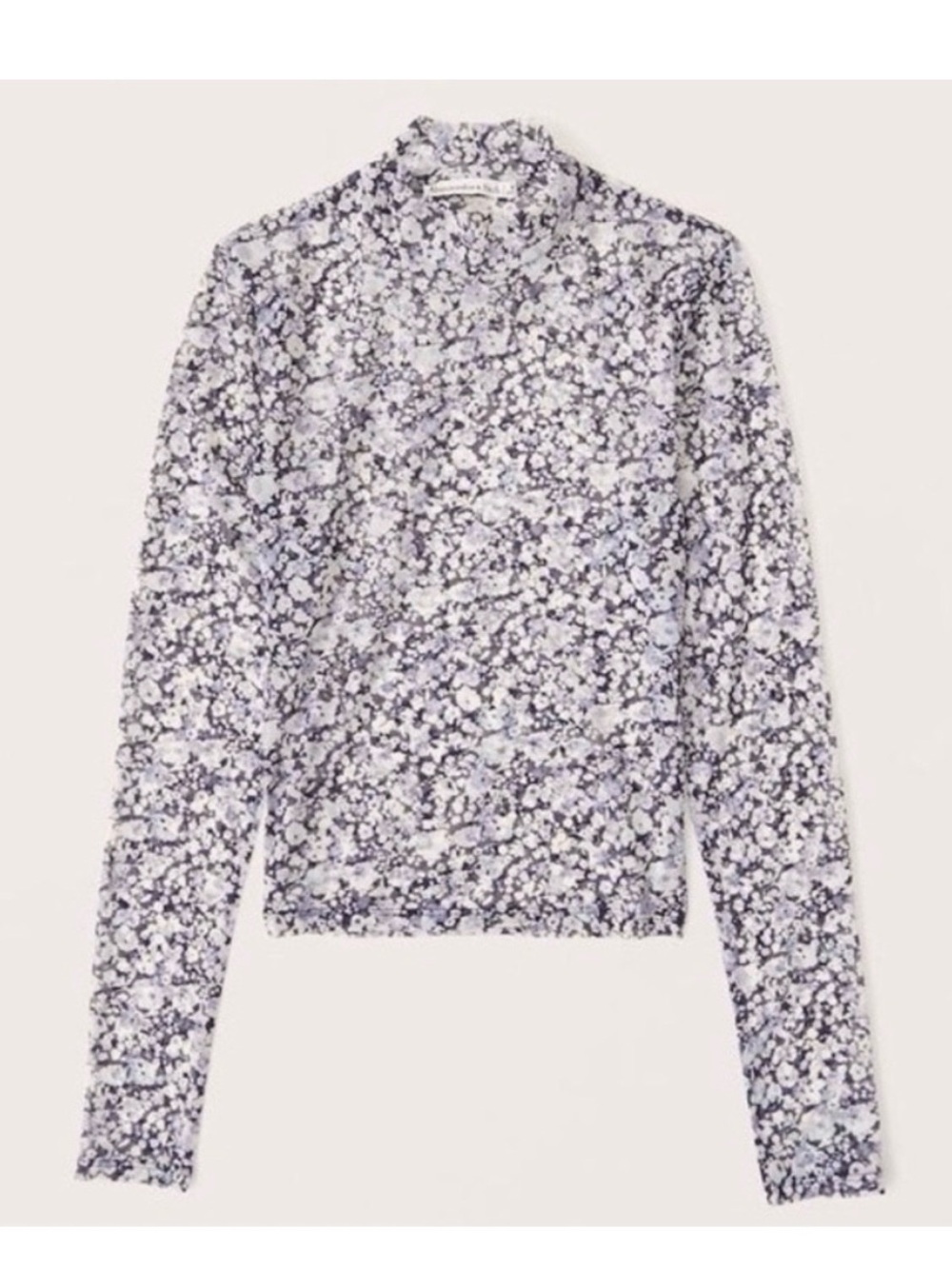 Abercrombie & Fitch Lilac Floral Mock Neck Long Sleeve Top
